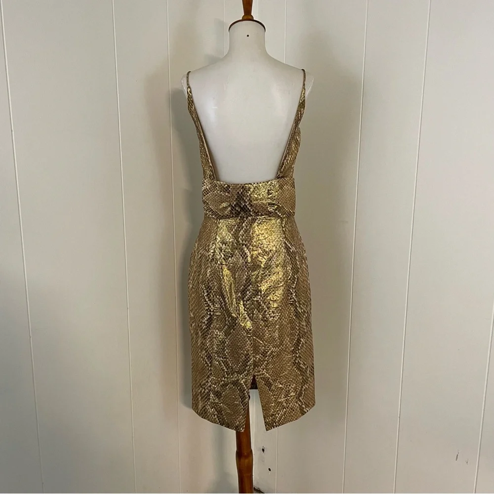 Tracy Reese Silk Metallic Dress Women’s 6 Sleeveless Scoop Neck Sheath Glam - Picture 7 of 10